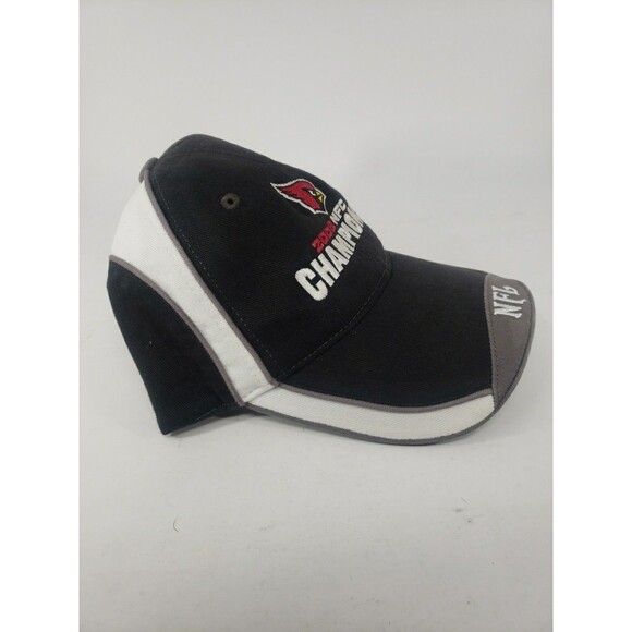 Arizona Cardinals NFC Champions 2008 Hat Adjustible Strap AZ Cards Black White - Picture 4 of 16